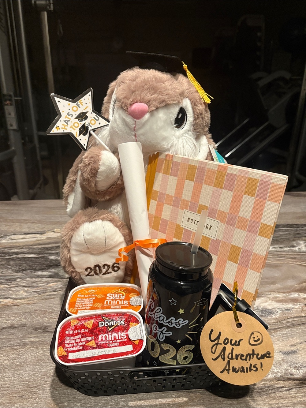 2026 Graduation Bunny Gift Basket with 2026 Plush